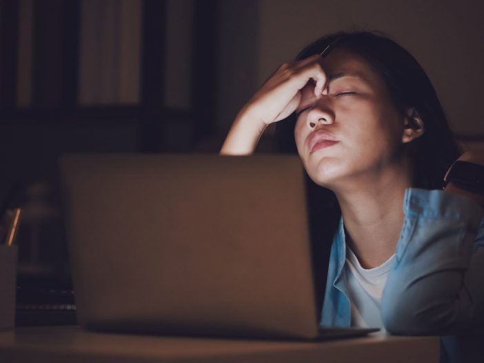 students falling behind due to COVID-19 stressed girl at computer